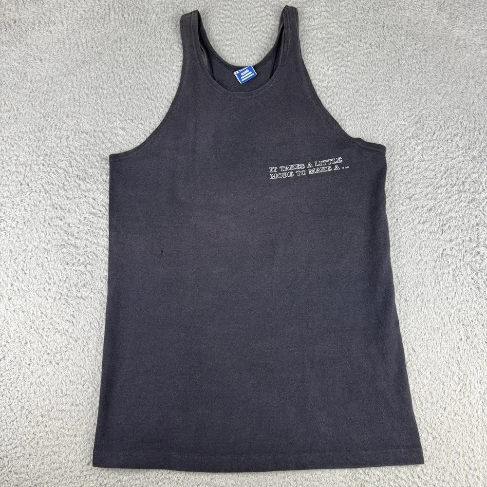 Vintage 80s M Champion Navy Black Racer Back Tank Top Medium Made in USA‎ Muscle
